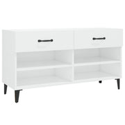 Armoire à chaussures vidaxl 102x35x55 cm en bois de bois haut brillant blanc - afbeelding 2
