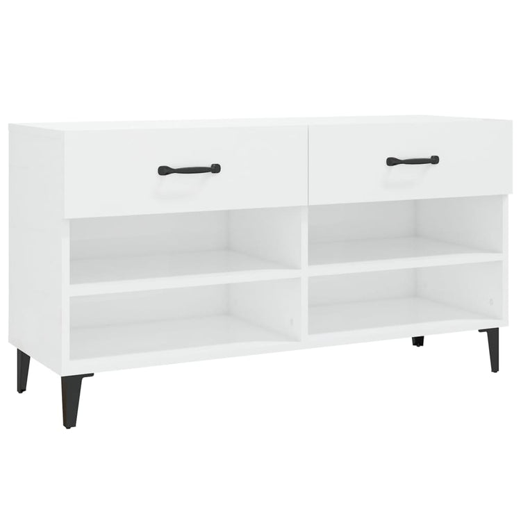 Armoire à chaussures vidaxl 102x35x55 cm en bois de bois haut brillant blanc