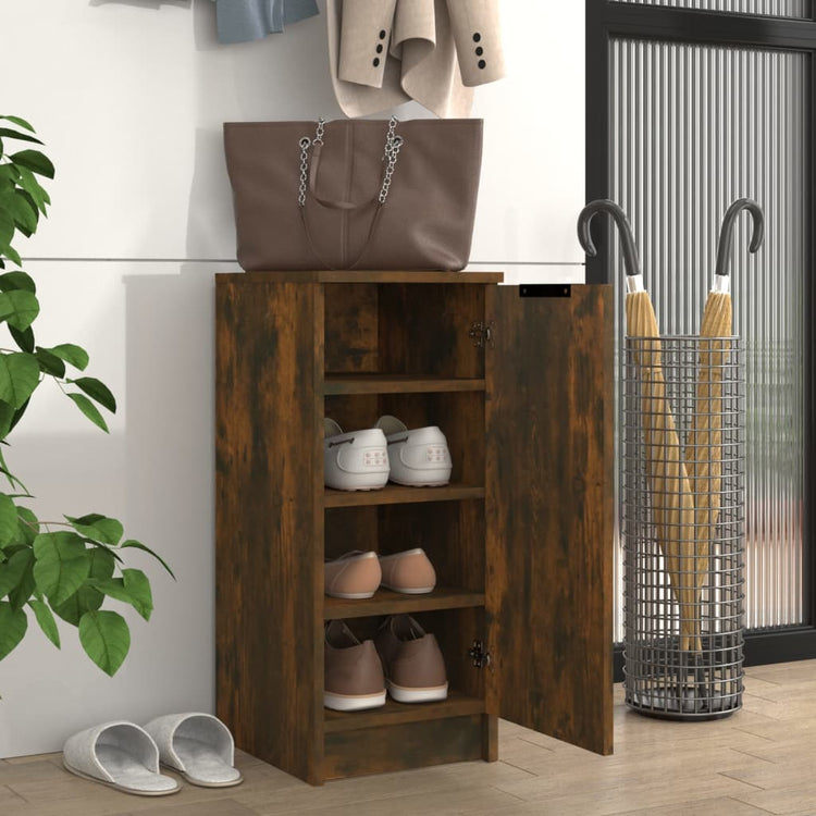 Armoire à chaussures Vidaxl 30x35x70 cm en bois de chêne fumé en bois coloré