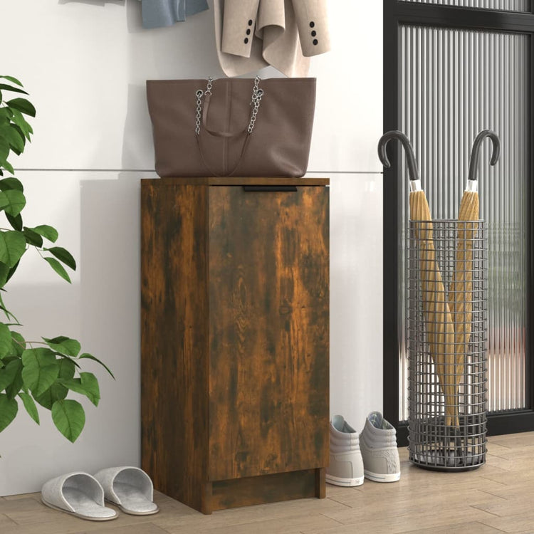 Armoire à chaussures Vidaxl 30x35x70 cm en bois de chêne fumé en bois coloré