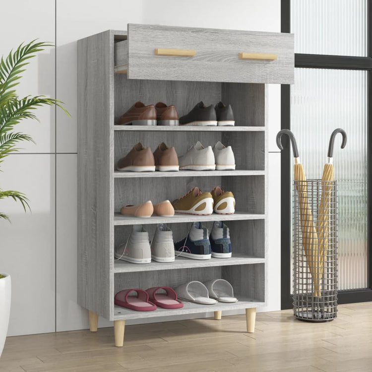 Vidaxx meuble à chaussures 60x35x105 cm bois d'ingénierie couleur chêne sonoma gris