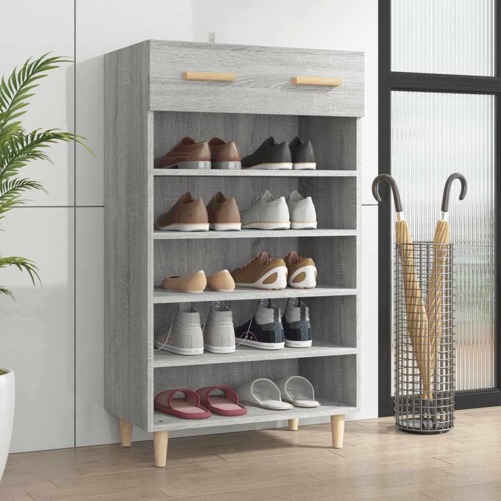 Vidaxx meuble à chaussures 60x35x105 cm bois d'ingénierie couleur chêne sonoma gris
