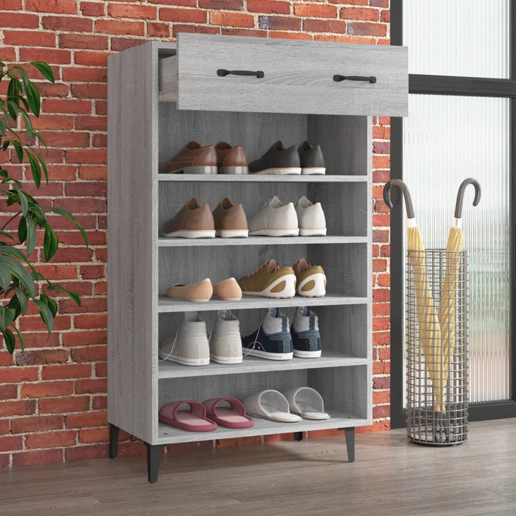 Armoire à chaussures Vidaxl 60x35x105 cm en bois de bois de bois de chêne Gris sonoma