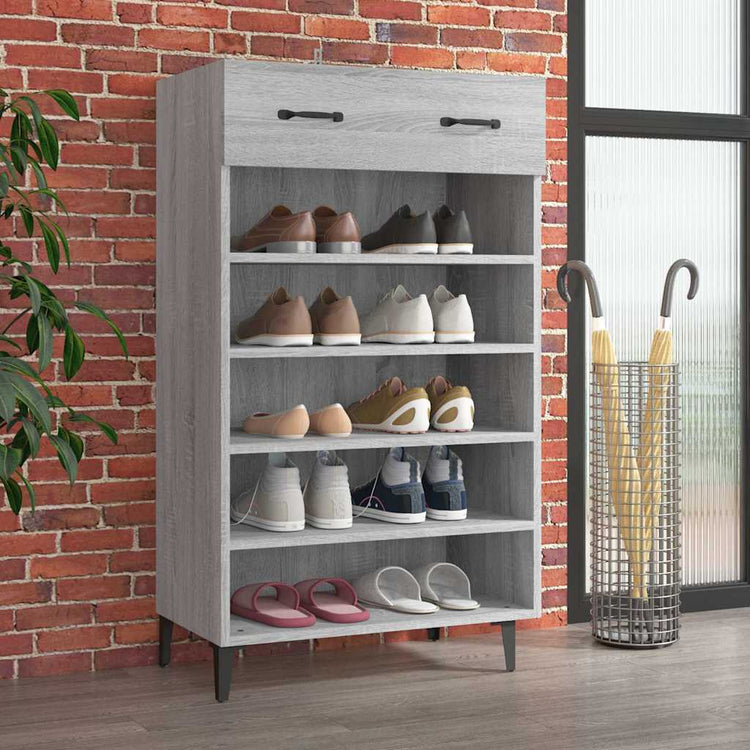 Armoire à chaussures Vidaxl 60x35x105 cm en bois de bois de bois de chêne Gris sonoma