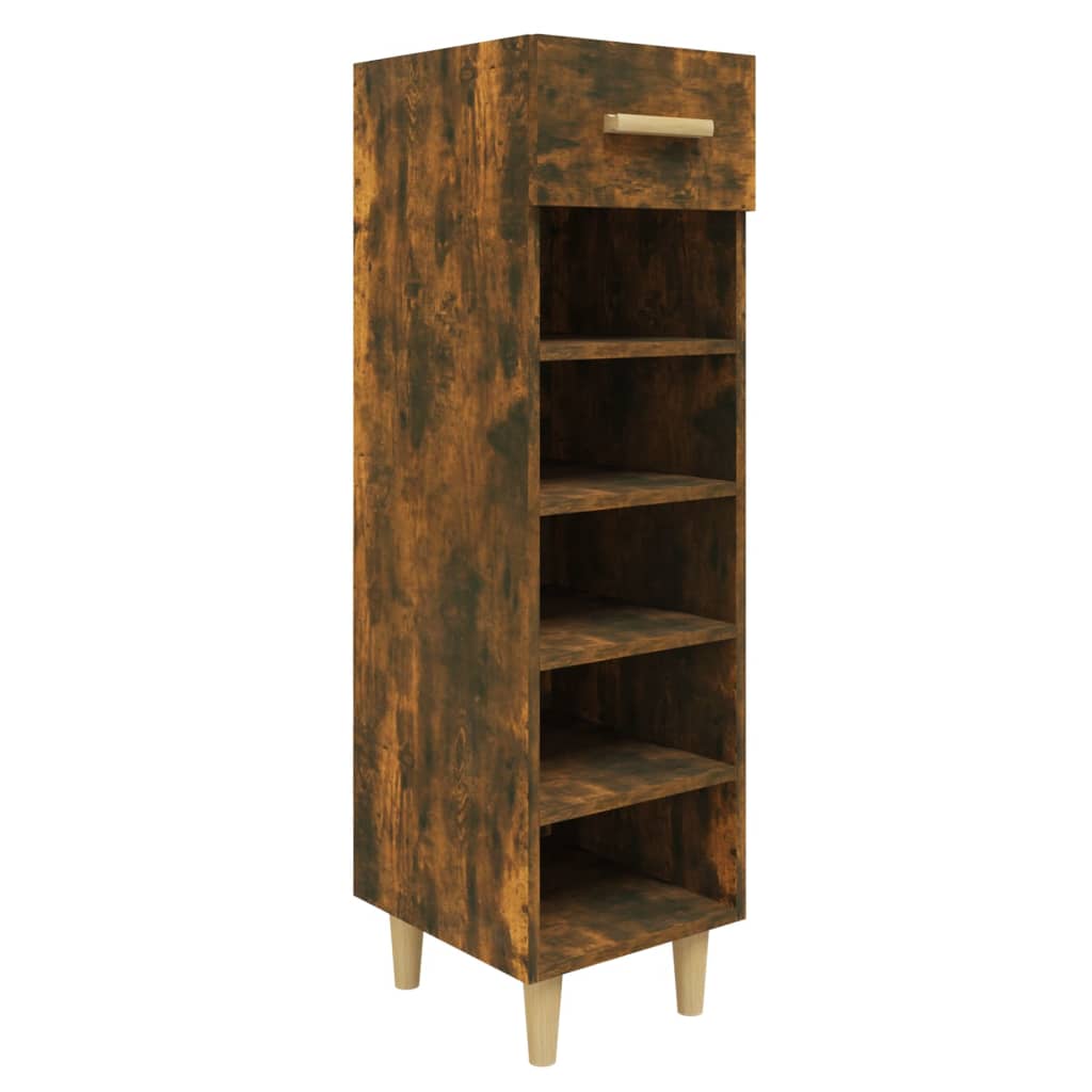 Armoire à chaussures Vidaxl 30x35x105 cm en bois de bois de chêne fumé coloré