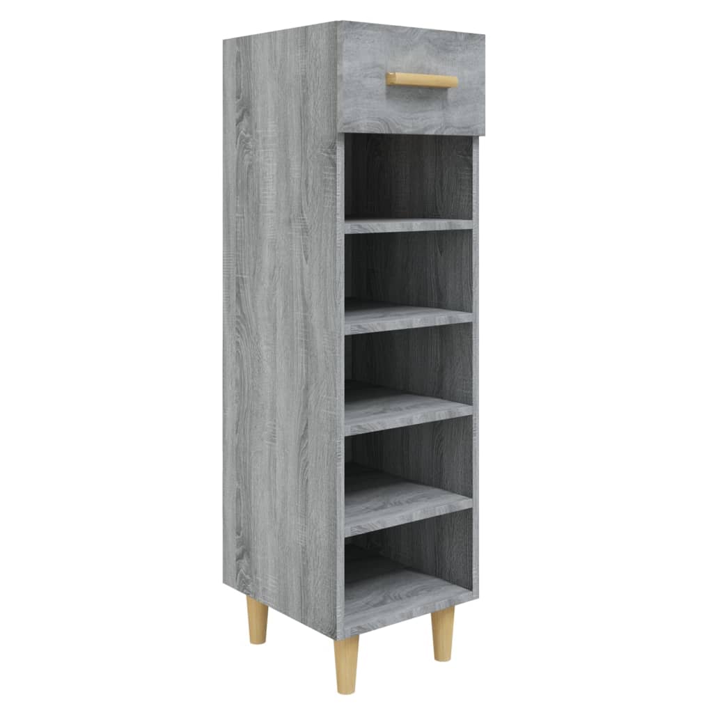 Armoire à chaussures vidaxl 30x35x105 cm en bois de bois de chêne de chêne gris sonoma