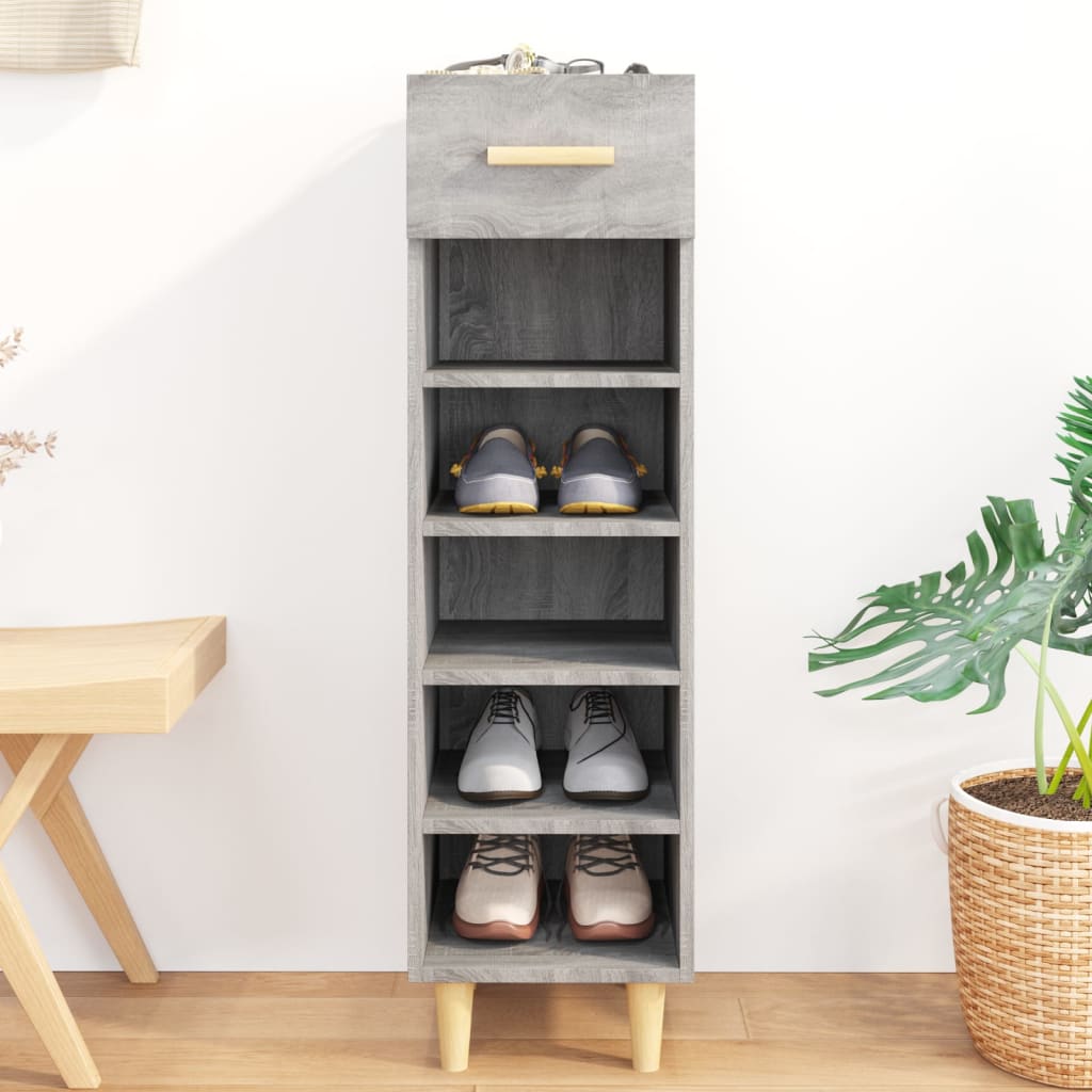 Armoire à chaussures vidaxl 30x35x105 cm en bois de bois de chêne de chêne gris sonoma