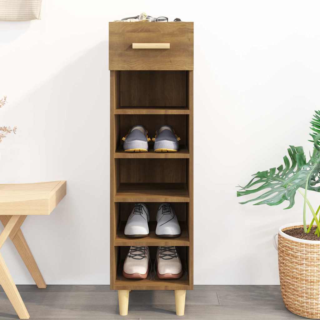 Armoire à chaussures Vidaxl 30x35x105 cm Couleur de chêne brun coupé en bois coupé