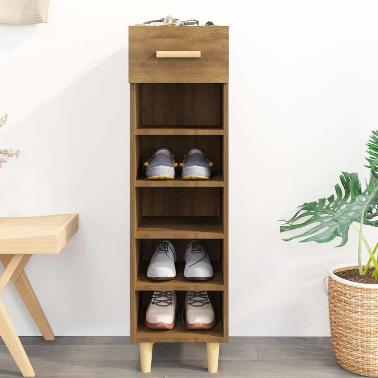 Armoire à chaussures Vidaxl 30x35x105 cm Couleur de chêne brun coupé en bois coupé