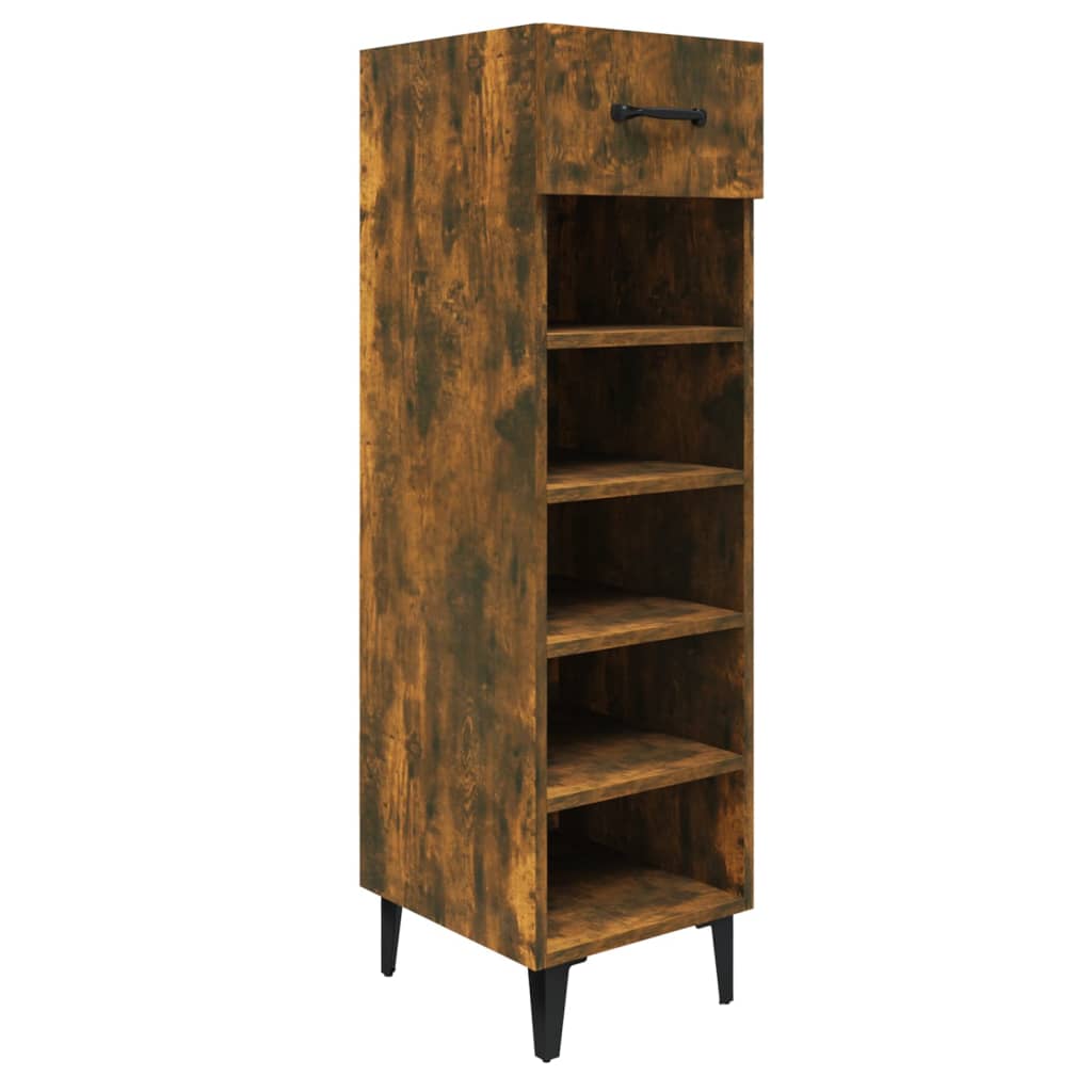 Armoire à chaussures Vidaxl 30x35x105 cm en bois de bois de chêne fumé coloré