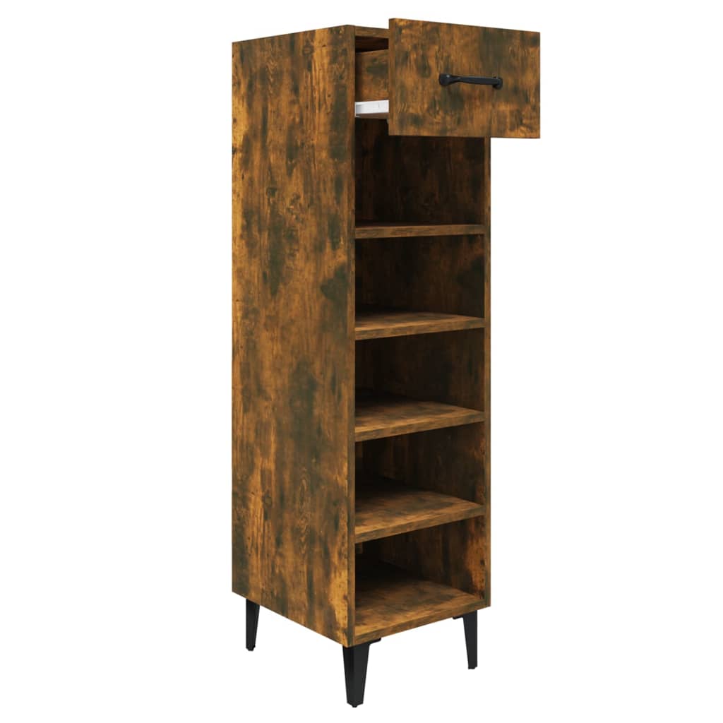 Armoire à chaussures Vidaxl 30x35x105 cm en bois de bois de chêne fumé coloré