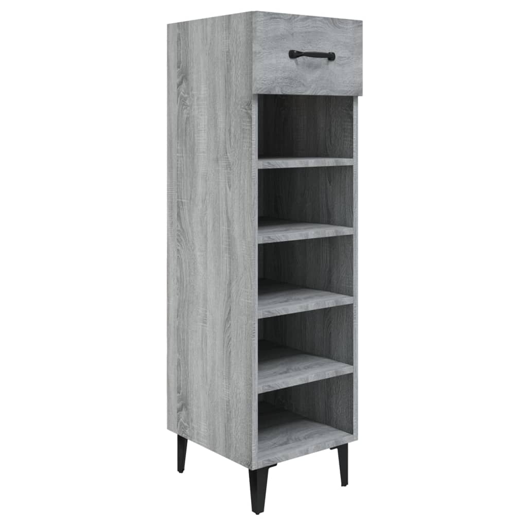 Armoire à chaussures vidaxl 30x35x105 cm en bois de bois de chêne de chêne gris sonoma