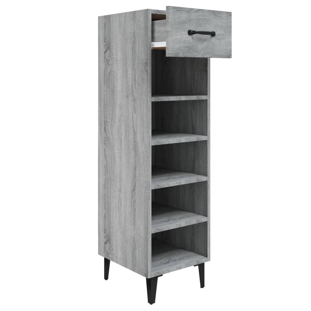Armoire à chaussures vidaxl 30x35x105 cm en bois de bois de chêne de chêne gris sonoma