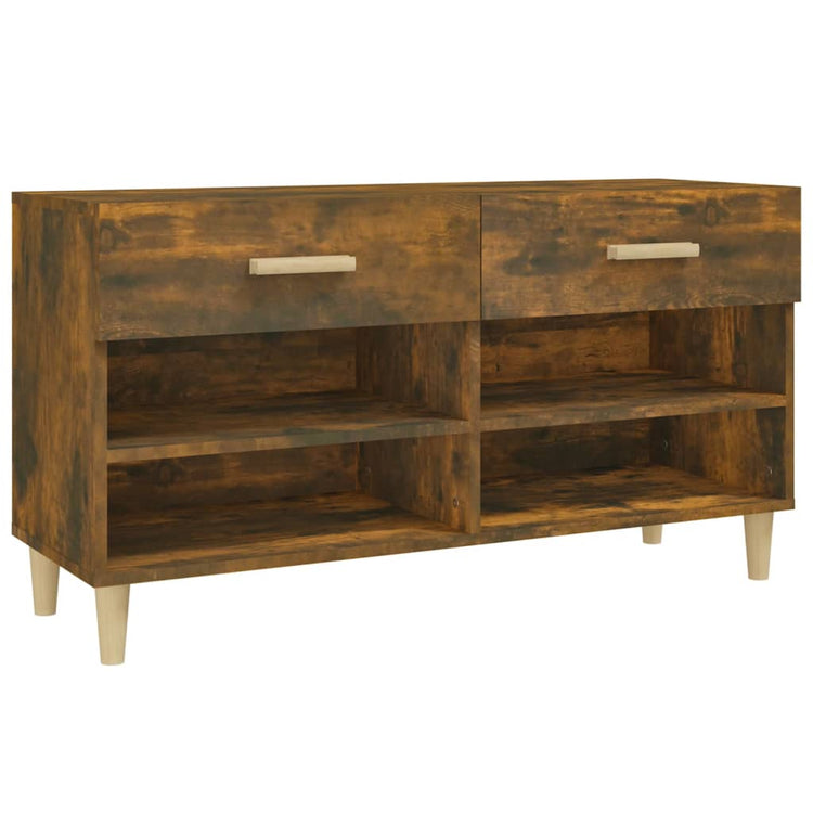 Armoire à chaussures Vidaxl 102x35x55 cm en bois de bois de chêne fumé coloré