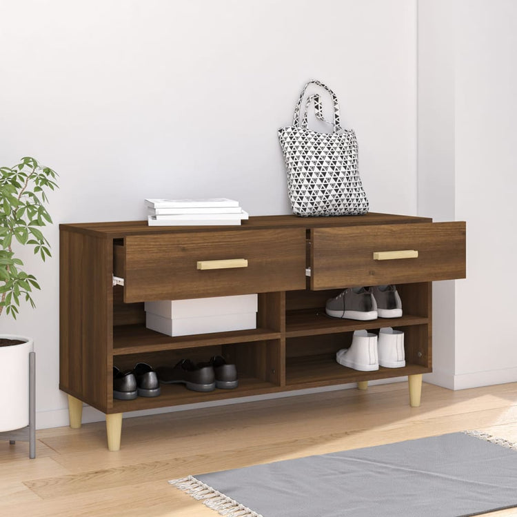 Armoire à chaussures Vidaxl 102x35x55 cm Couleur de chêne brun coupé en bois coupé