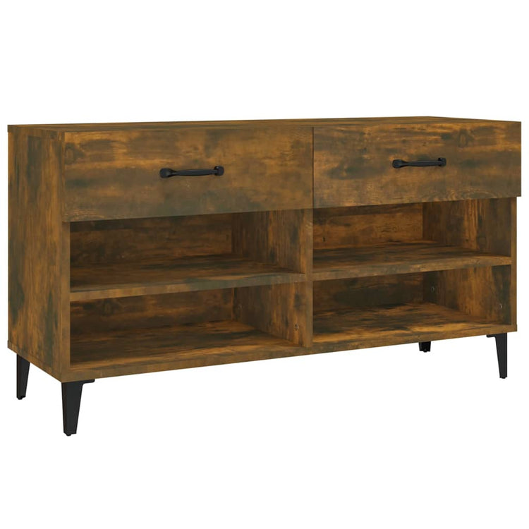 Armoire à chaussures Vidaxl 102x35x55 cm en bois de bois de chêne fumé coloré