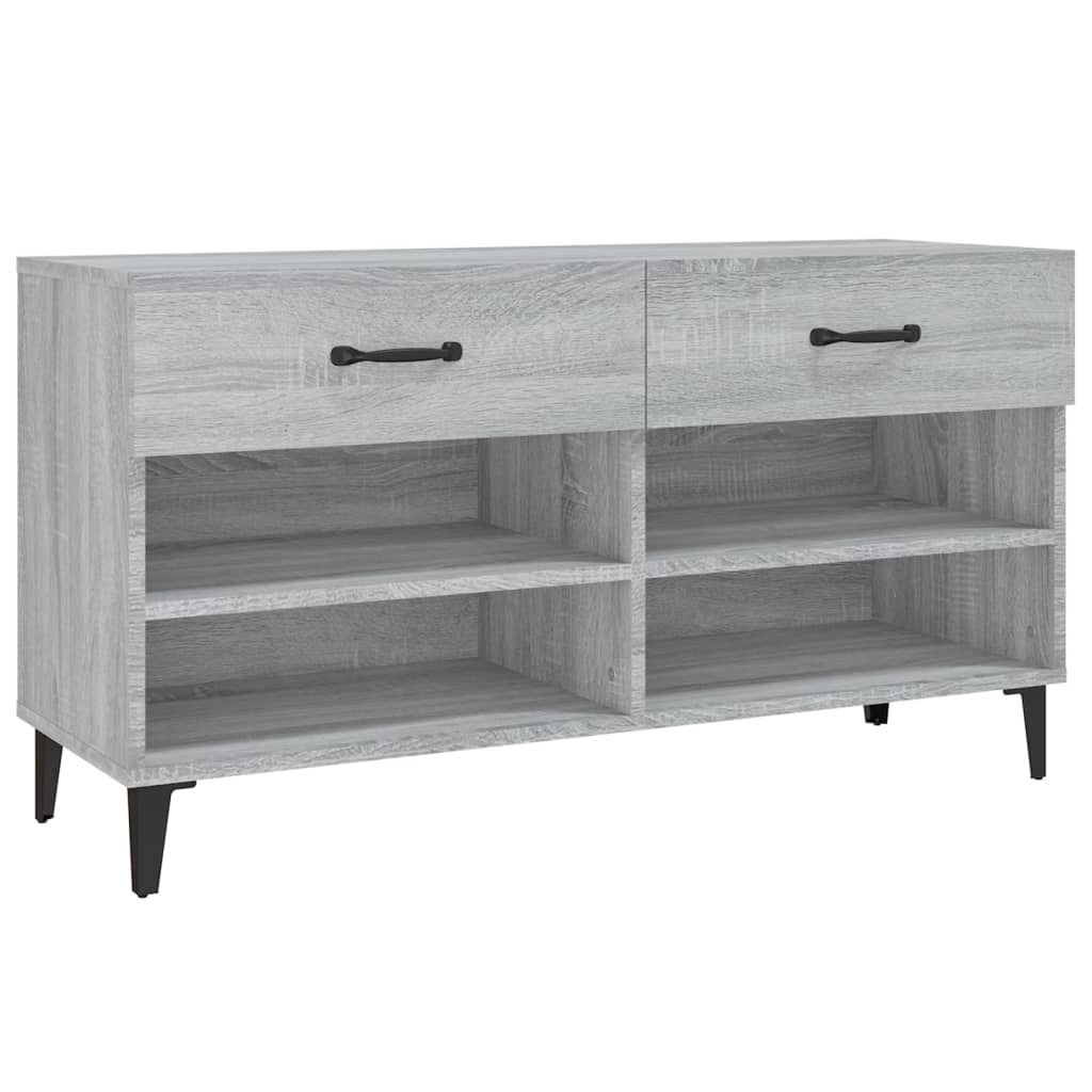 Armoire à chaussures Vidaxl 102x35x55 cm en bois de bois de chêne Gris sonoma