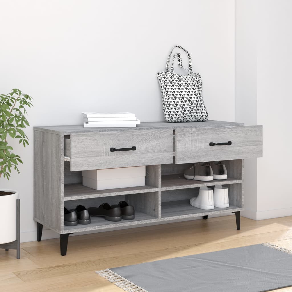 Armoire à chaussures Vidaxl 102x35x55 cm en bois de bois de chêne Gris sonoma