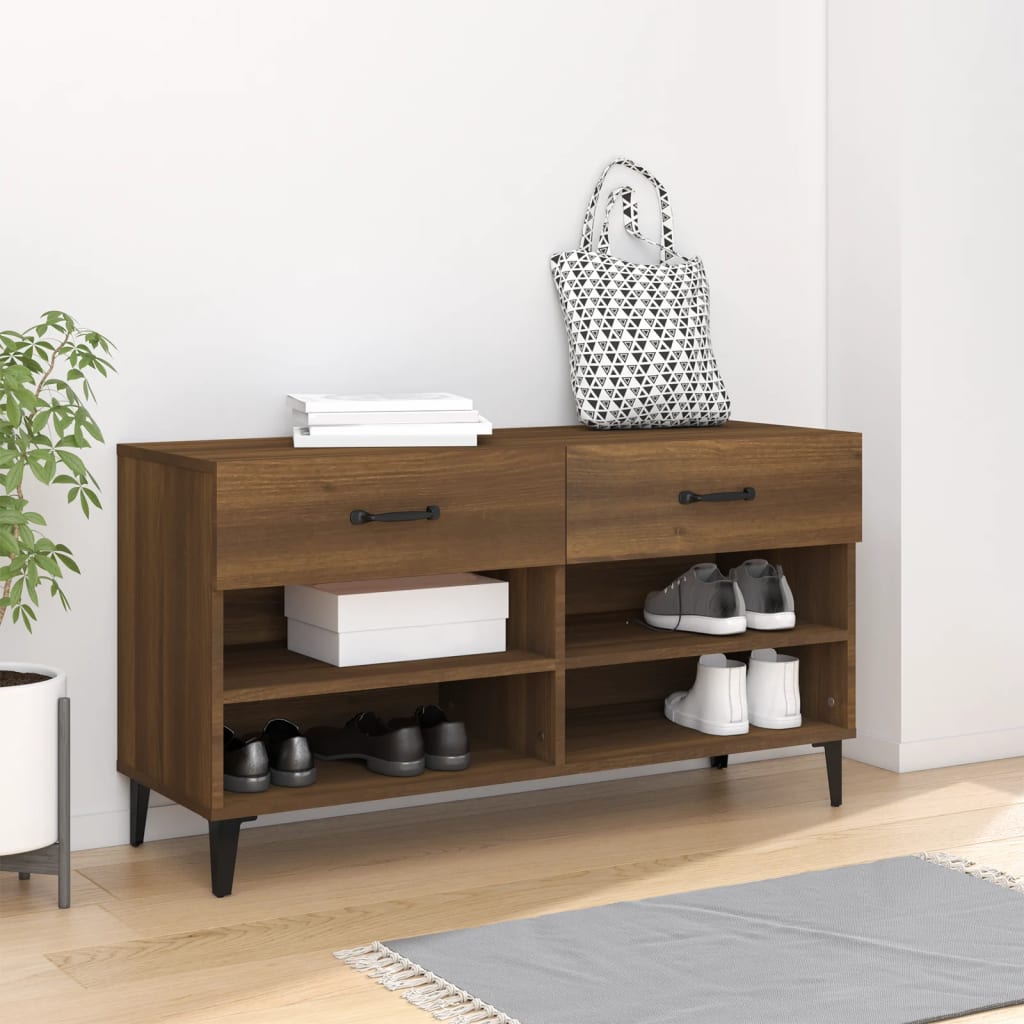 Armoire à chaussures Vidaxl 102x35x55 cm Couleur de chêne brun coupé en bois coupé