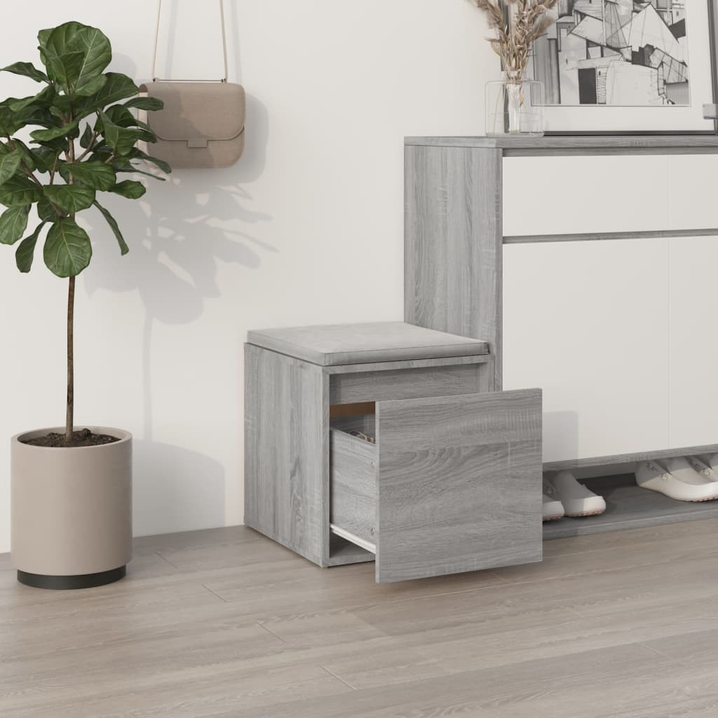 Boîte de rangement Vidaxl avec tiroir 40,5x40x40 cm en bois de bois de bois de gris sonoma