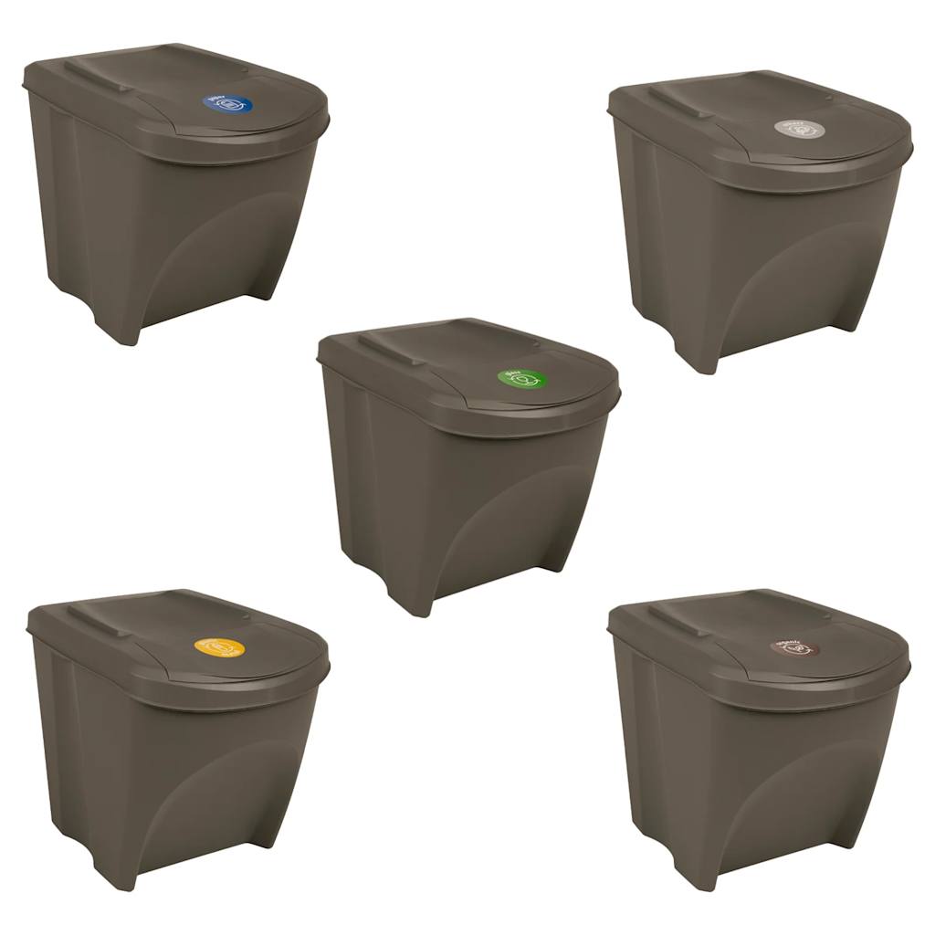 Bandons à ordures vidaxl 3 ST Empilable 75 L Grey en polypropène