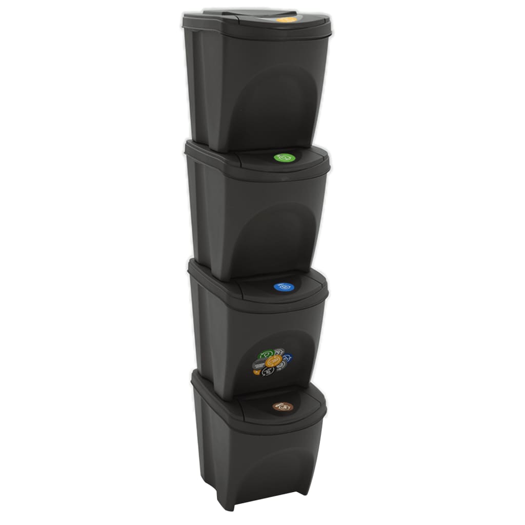 Bandons à ordures vidaxl 4 St Empilable 100 L Grey en polypropène