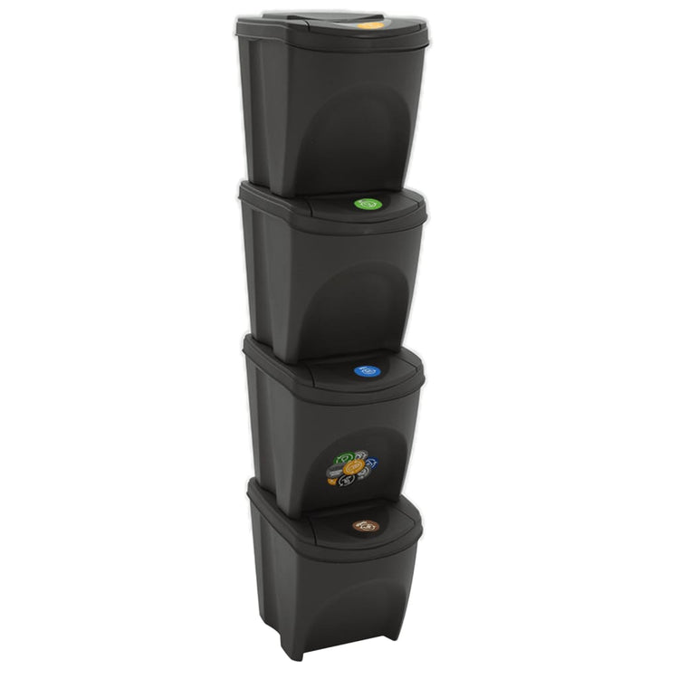 Bandons à ordures vidaxl 4 St Empilable 100 L Grey en polypropène