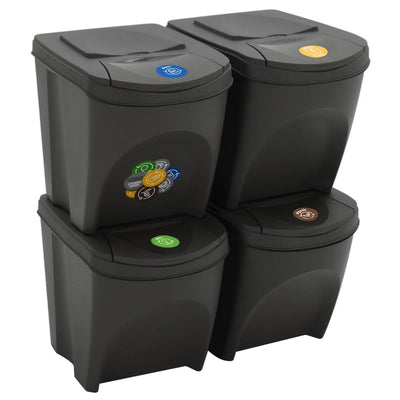 Bandons à ordures vidaxl 4 St Empilable 100 L Grey en polypropène