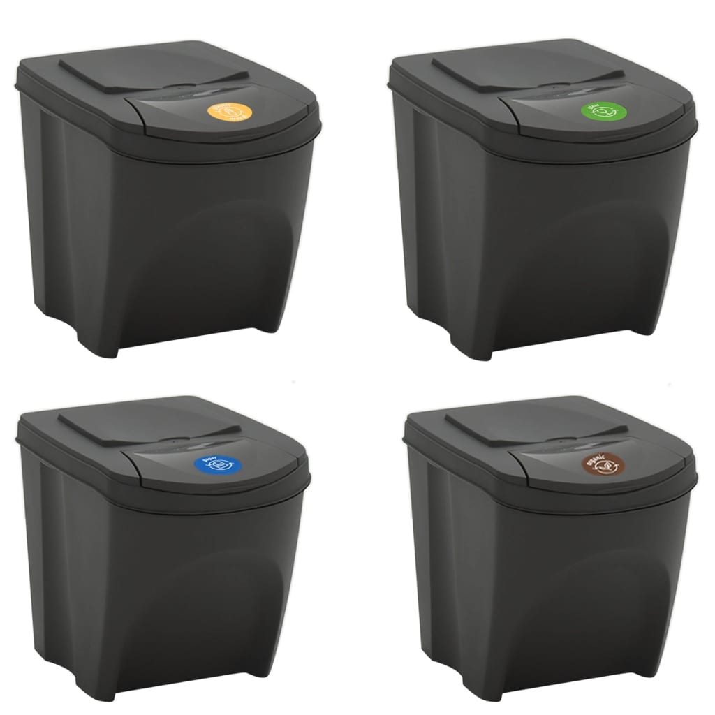 Bandons à ordures vidaxl 4 St Empilable 100 L Grey en polypropène
