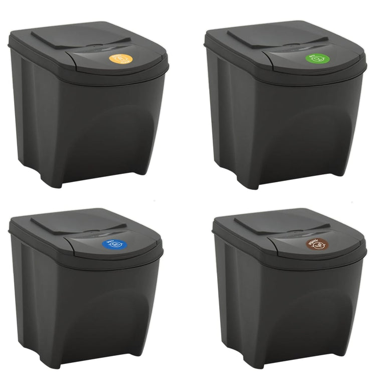 Bandons à ordures vidaxl 4 St Empilable 100 L Grey en polypropène