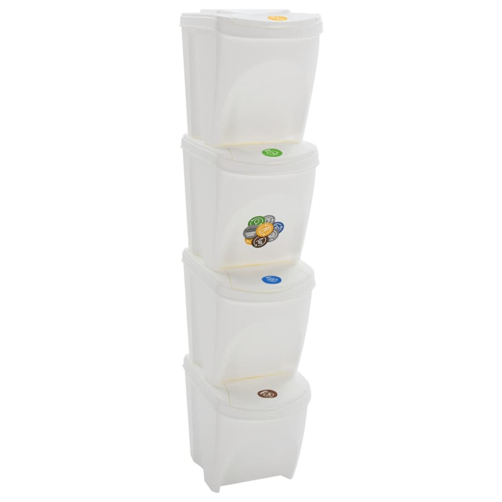 Vidaxl Garbage Bands 4 St Empilable 100 L Polypropène blanc