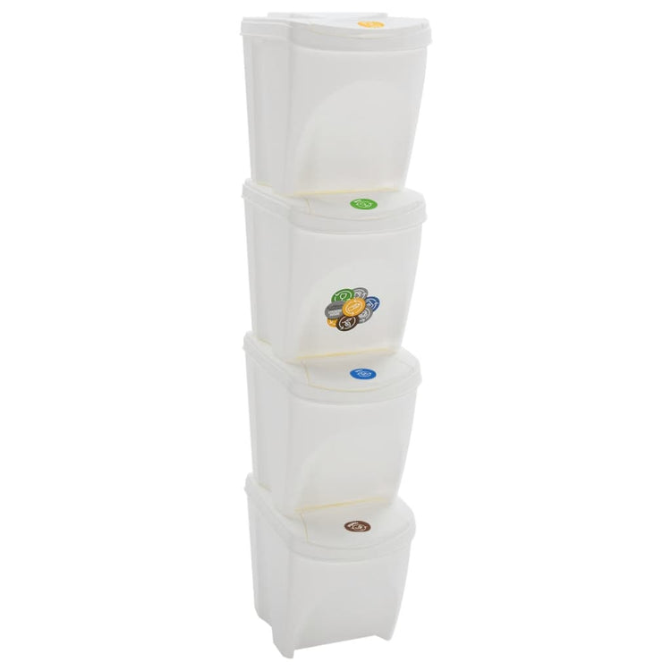 Vidaxl Garbage Bands 4 St Empilable 100 L Polypropène blanc