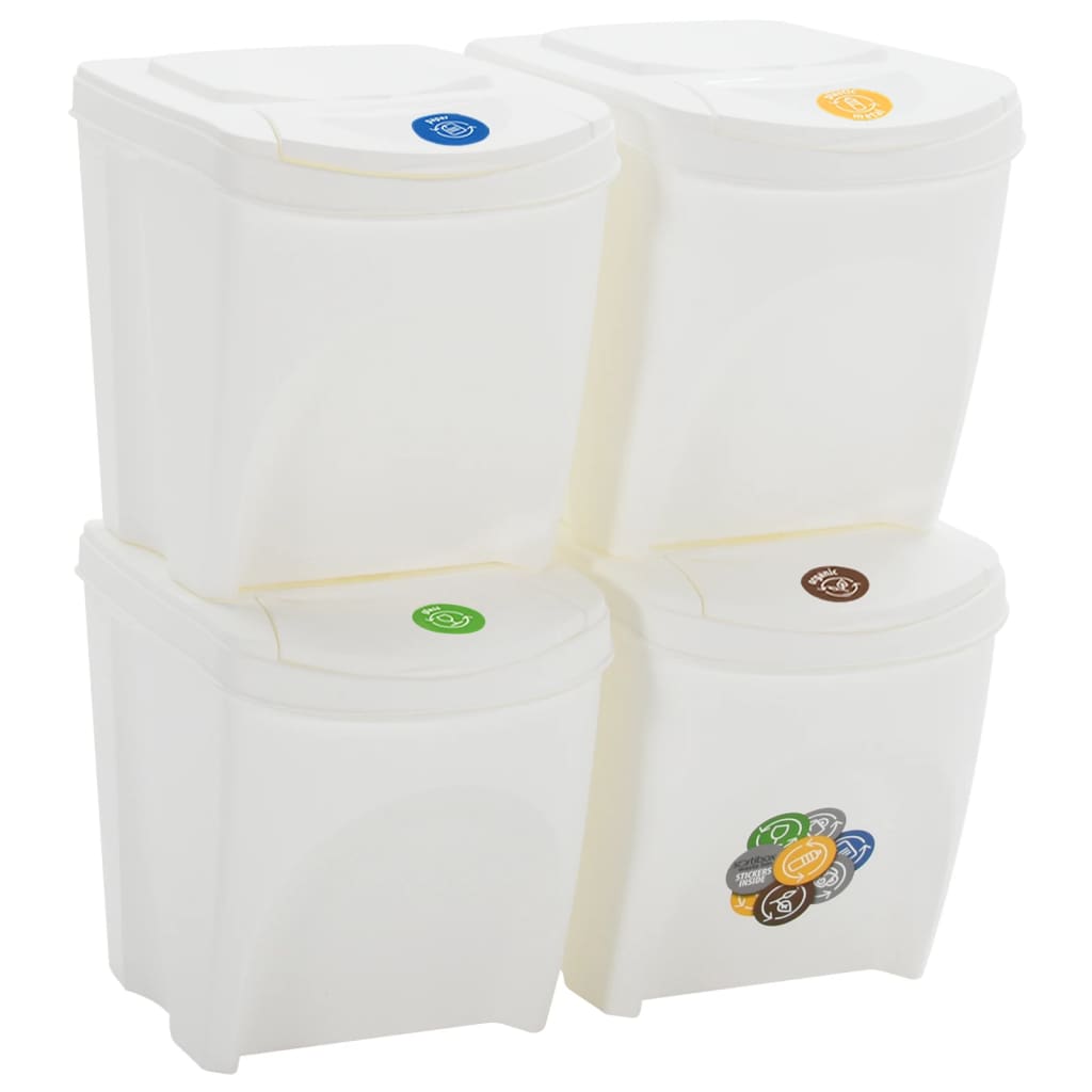 Vidaxl Garbage Bands 4 St Empilable 100 L Polypropène blanc