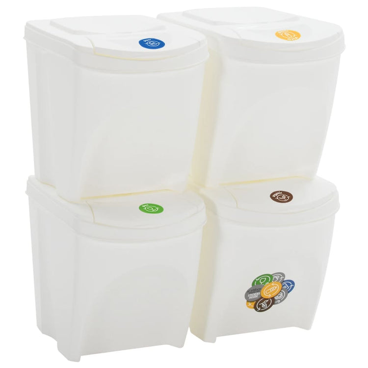Vidaxl Garbage Bands 4 St Empilable 100 L Polypropène blanc