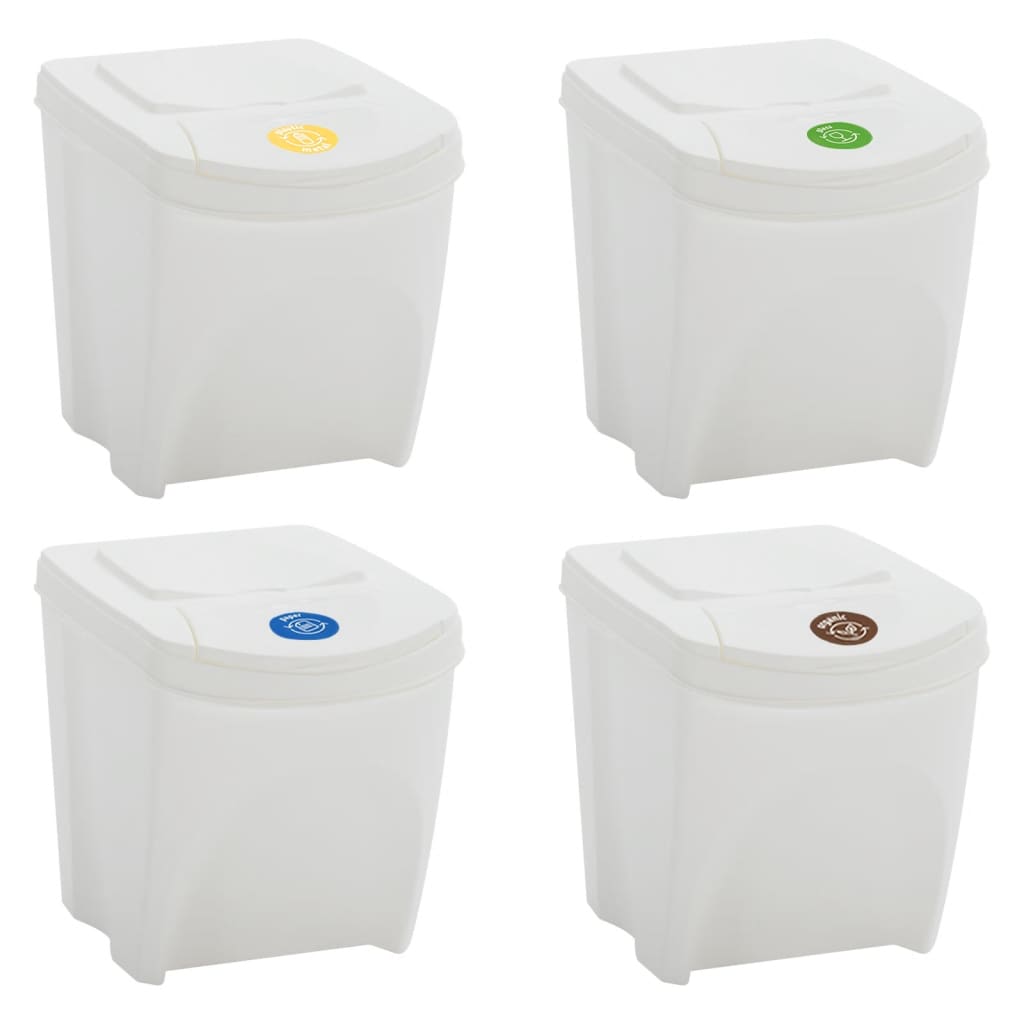 Vidaxl Garbage Bands 4 St Empilable 100 L Polypropène blanc