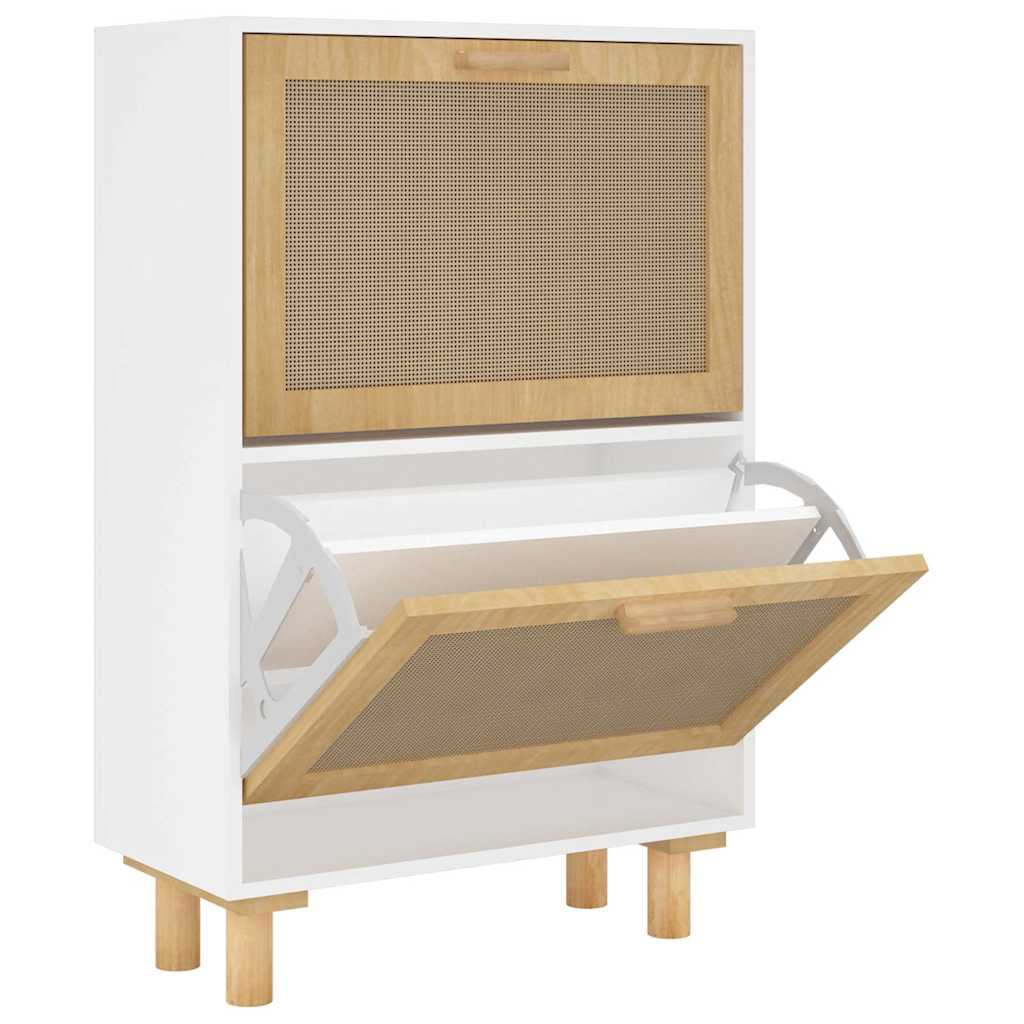 Vidaxl Shoe Cabinet 52x25x80 cm Bois transformé et bien sûr White Rattan