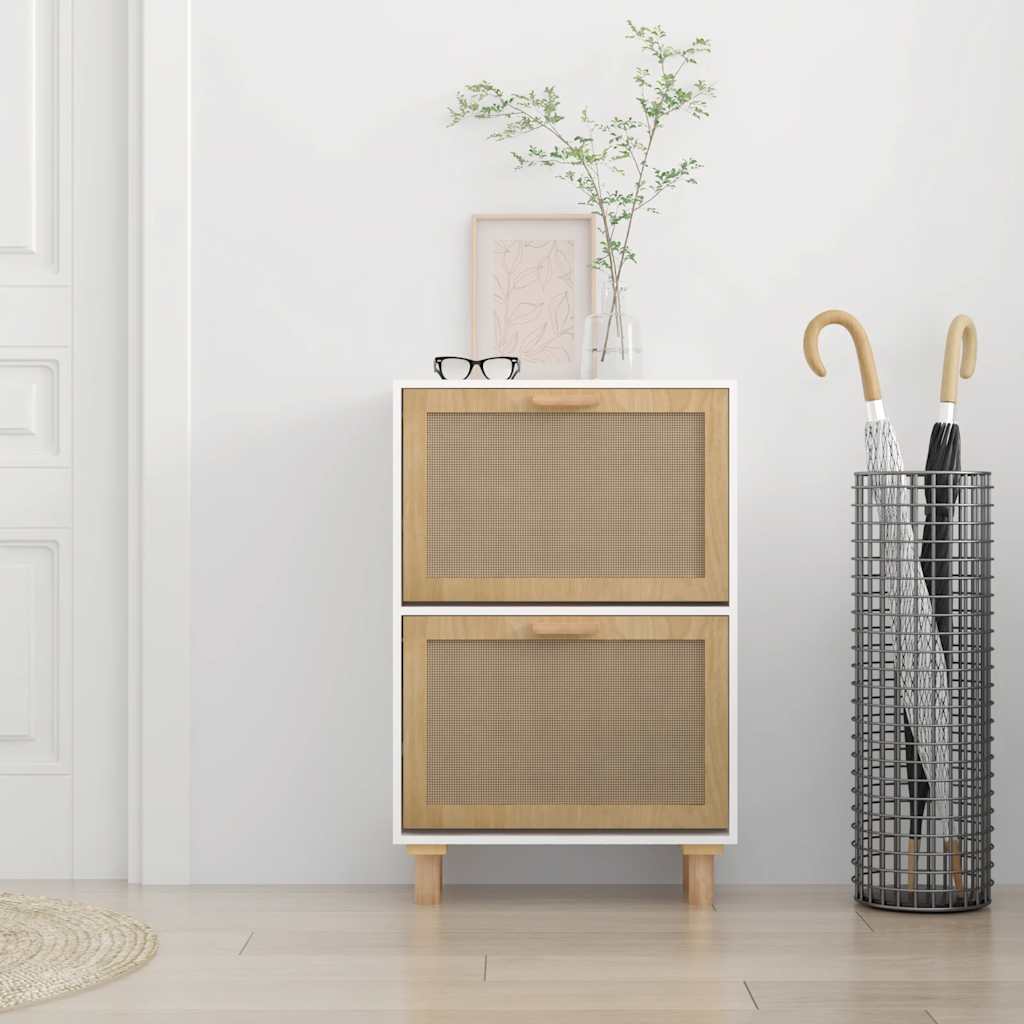 Vidaxl Shoe Cabinet 52x25x80 cm Bois transformé et bien sûr White Rattan