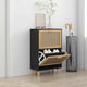 Armoire à chaussures Vidaxl 52x25x80 cm en bois de propriété et noir rotin noir
