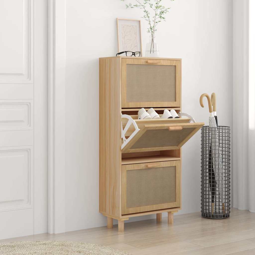 Armoire à chaussures Vidaxl 52x25x115cm en bois transformé en bois naturel brun