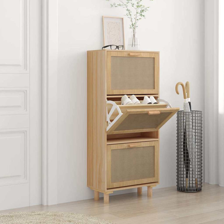 Armoire à chaussures Vidaxl 52x25x115cm en bois transformé en bois naturel brun