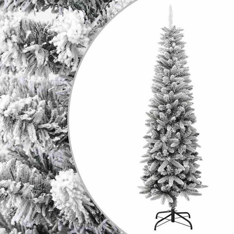 Vidaxl kunstkerstboom avec neige étroite de 180 cm en PVC et PE