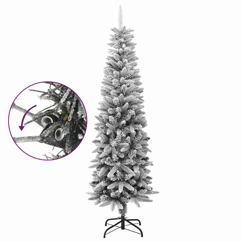 Vidaxl kunstkerstboom avec neige étroite de 180 cm en PVC et PE