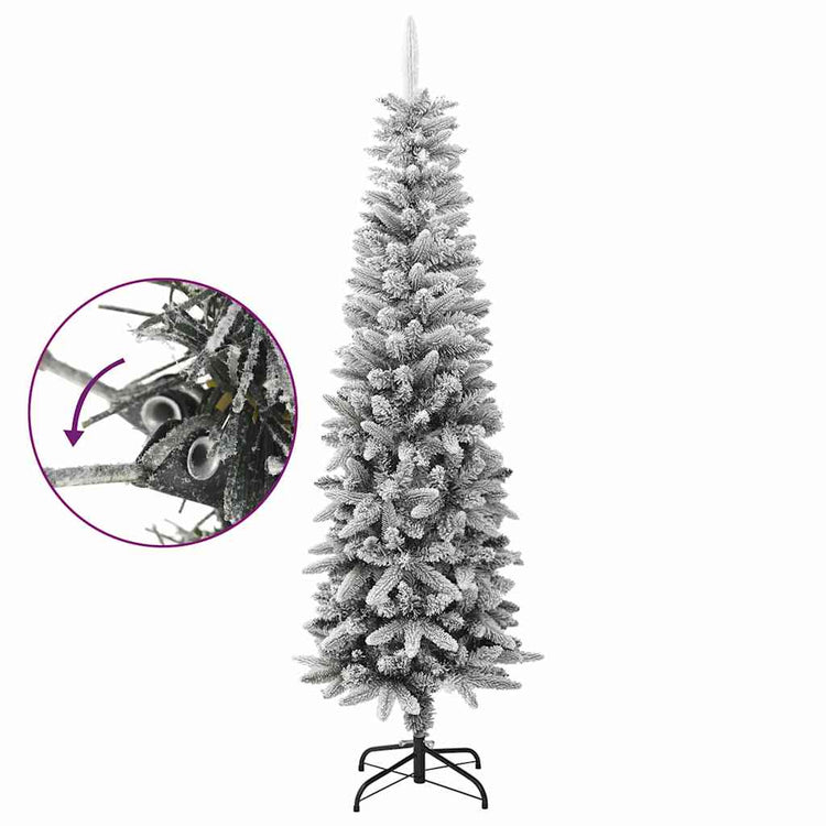 Vidaxl kunstkerstboom avec neige étroite de 180 cm en PVC et PE