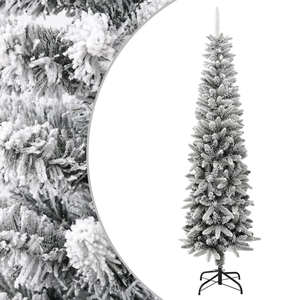 Vidaxl kunstkerstboom avec neige étroite de 240 cm en PVC et PE