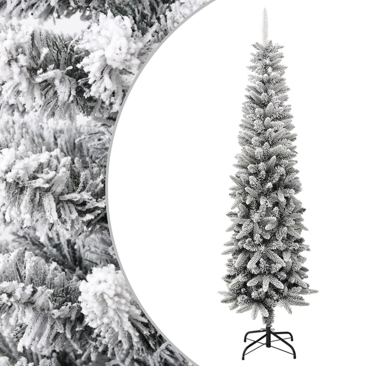 Vidaxl kunstkerstboom avec neige étroite de 240 cm en PVC et PE