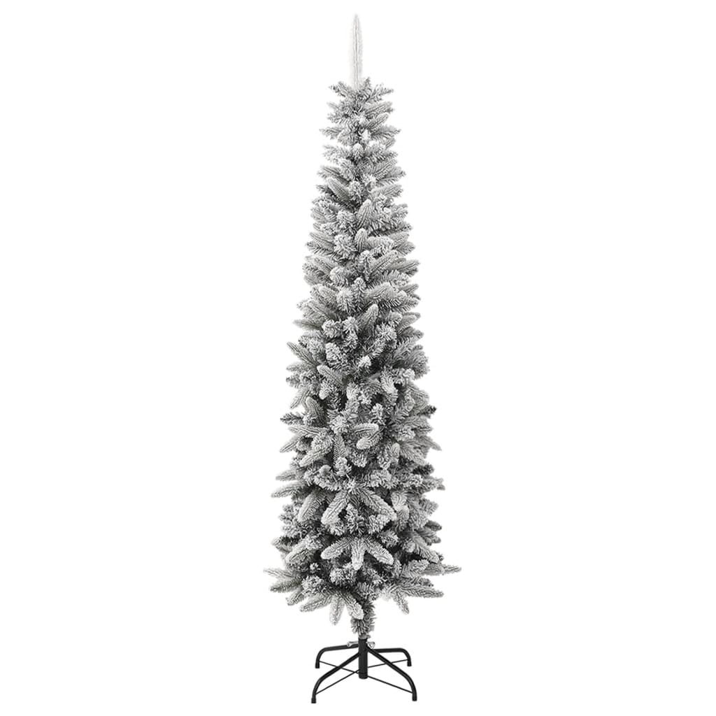 Vidaxl kunstkerstboom avec neige étroite de 240 cm en PVC et PE