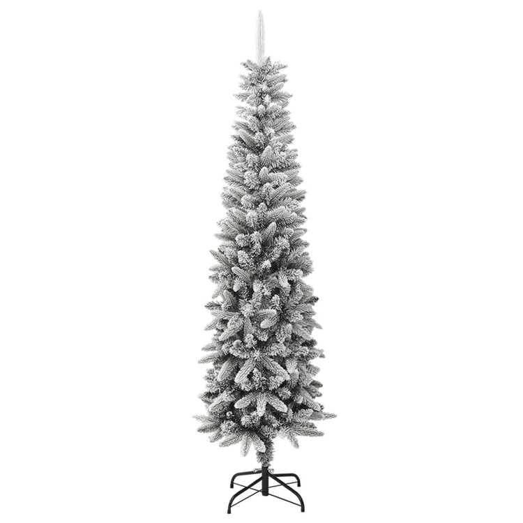 Vidaxl kunstkerstboom avec neige étroite de 240 cm en PVC et PE