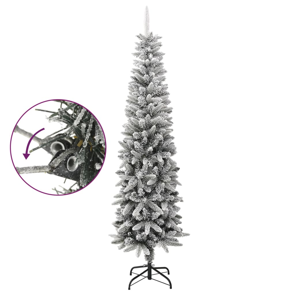 Vidaxl kunstkerstboom avec neige étroite de 240 cm en PVC et PE