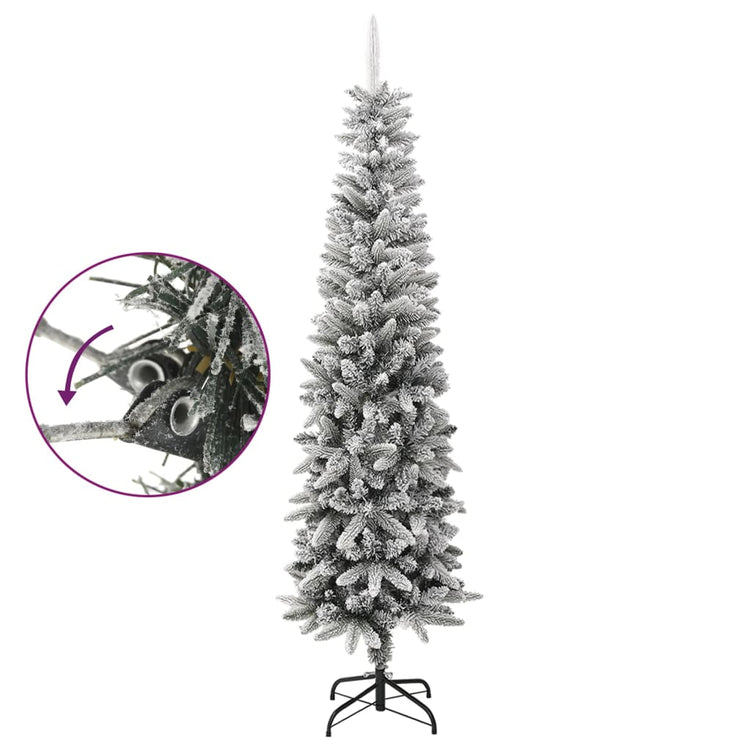 Vidaxl kunstkerstboom avec neige étroite de 240 cm en PVC et PE
