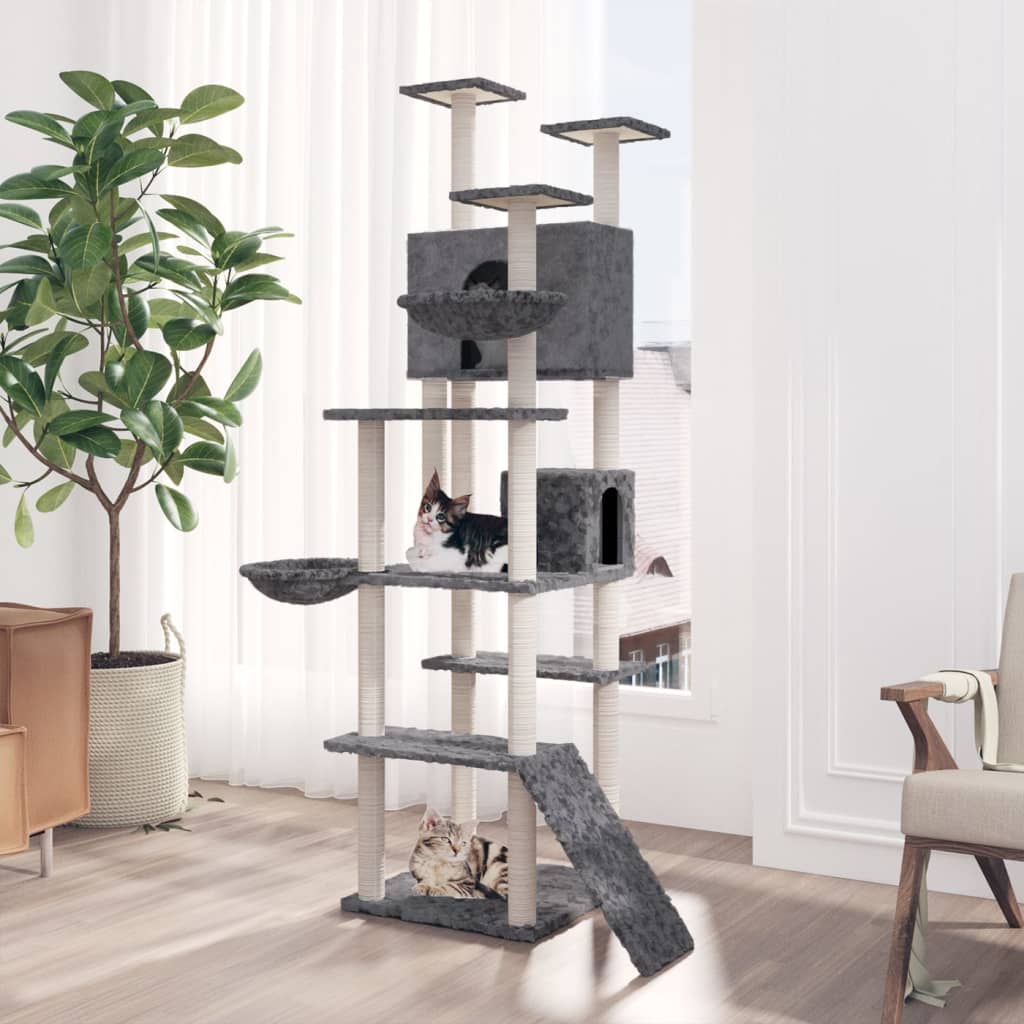 Vidaxl Cat Meubles avec Sisal Scratch Posts 191 cm Gris foncé